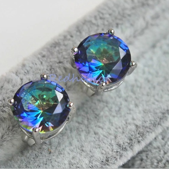 18k Mystic Blue Topaz Earrings - Picture 4 of 6